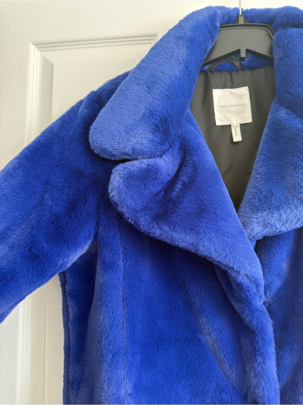 Avec Les Filles Elegant Cobalt Blue Faux Fur Coat - Picture 3 of 4